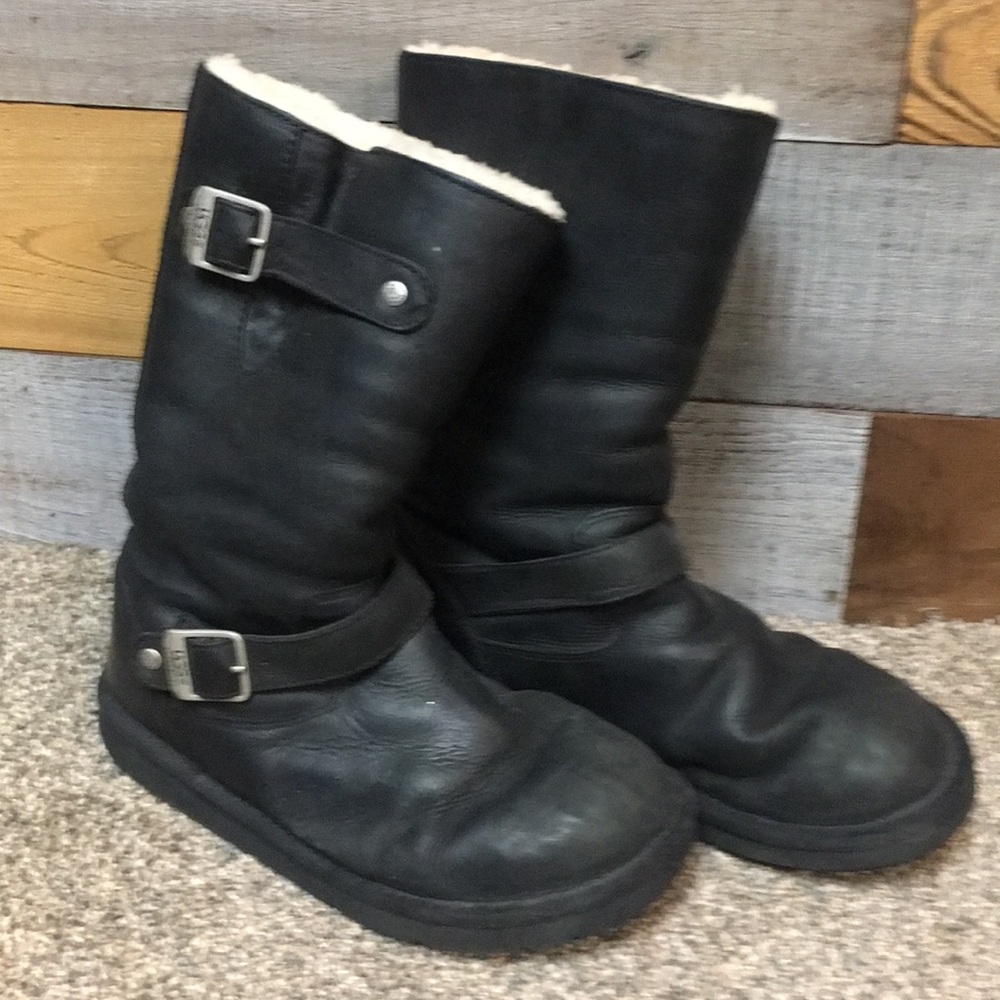 Black Leather UGG Boots